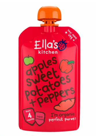 Ella’s Kitchen Organic Apples, Sweet Potatoes + Peppers Baby Pouch, 4m+ 120g